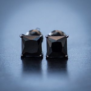 Hip Hop Black Onyx Diamond Stud Earrings